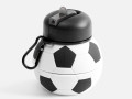 Складная бутылка для воды Football Flex, белая с черным
