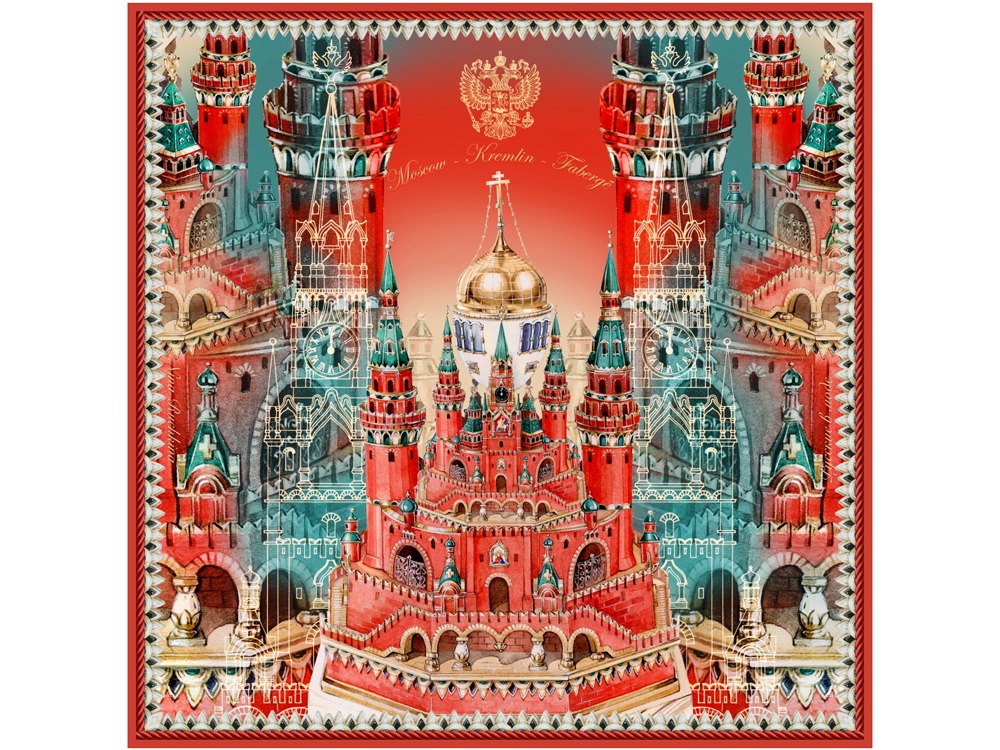 Платок «Кремль - Москва - Фаберже»
